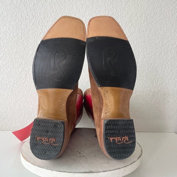 Rod Patrick Mens Cowboy Boots 14AAAA Brown Rough Out Blunt Toe Red Top Western - Picture 9 of 11